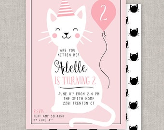 Kitty Cat Birthday Invitation
