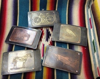 Riveted Etched Belt Buckle, Assorted - Acid Bath Series