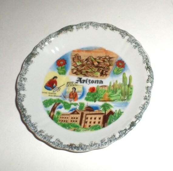 Vintage Arizona Plate Wall Plate Small State Plate