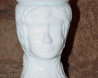 Vintage--Milk Glass--Girl's Head Vase--Headvase--Romeo's JULIET--5-1/4" High--Renaissance