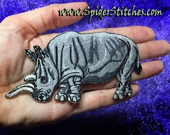 Small Nola Northern White Rhinoceros Rhino Ceratotherium simum Iron on Patch