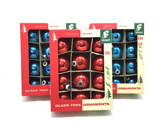 Vintage Christmas Ornaments, Vintage Ornaments, Mercury Glass Ornaments, Red and Blue Christmas Ornaments, Christmas Decor, Franke Ornaments