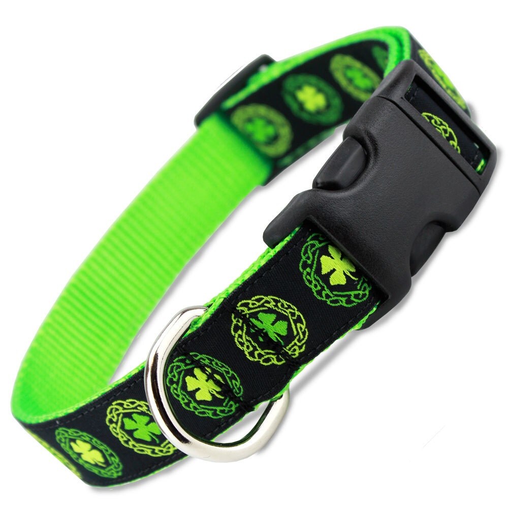 Irish Celtic Dog Collar with Green Clover fashion dog collar