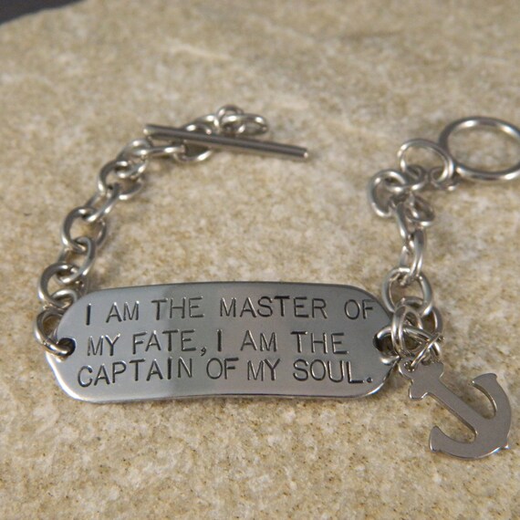I Am The Master Of My Fate...Stainless Steel Bracelet with