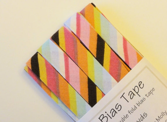 Download Items similar to Bias Tape - 4 yds - 1/2" Double Fold - Multi Color Stripes on Etsy