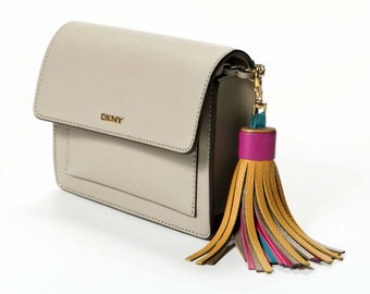 Leather Tassel Key Chain Large Tassel Multicolor Tassel Purse Charm