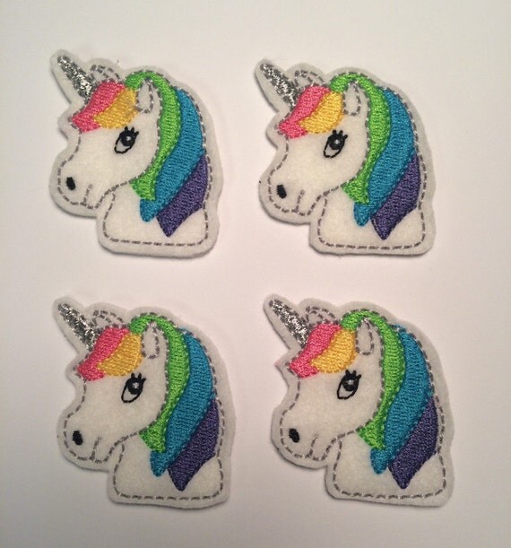 Rainbow Unicorn Glitter Embroidered Felt Applique