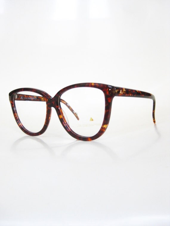 SALE Vintage Oversized Cat Eye Glasses Tortoiseshell Amber