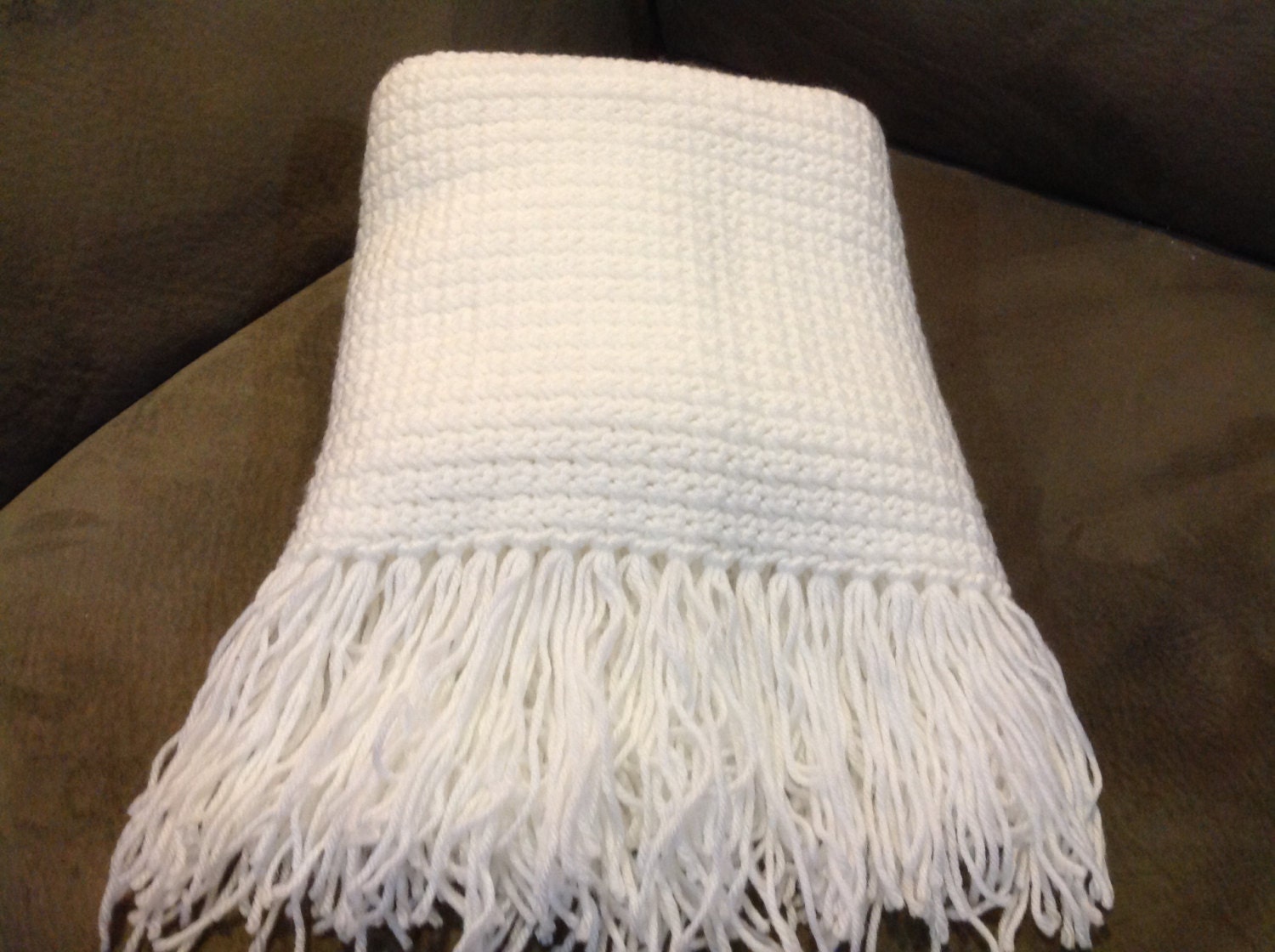Baby Blanket White with Fringe Christening Blanket Unisex
