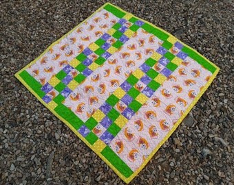 CLEARANCE SALE Baby Shower Gift, Free Shipping, Pink Baby Girl Quilt, Handmade Blanket