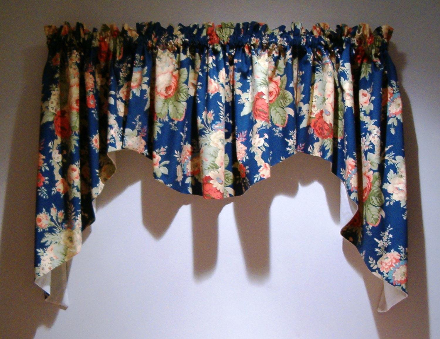 Three Piece Gathered Valance and Jabot in Waverly