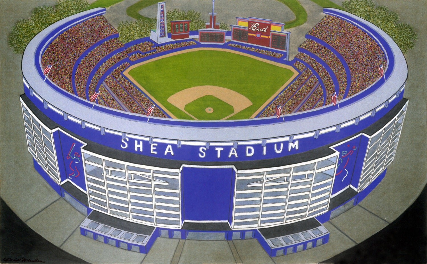 Shea Stadium Fine Art Canvas Print New York Mets Baseball