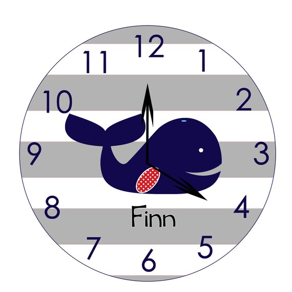 whale clock nautical nursery nautical clock wooden whale