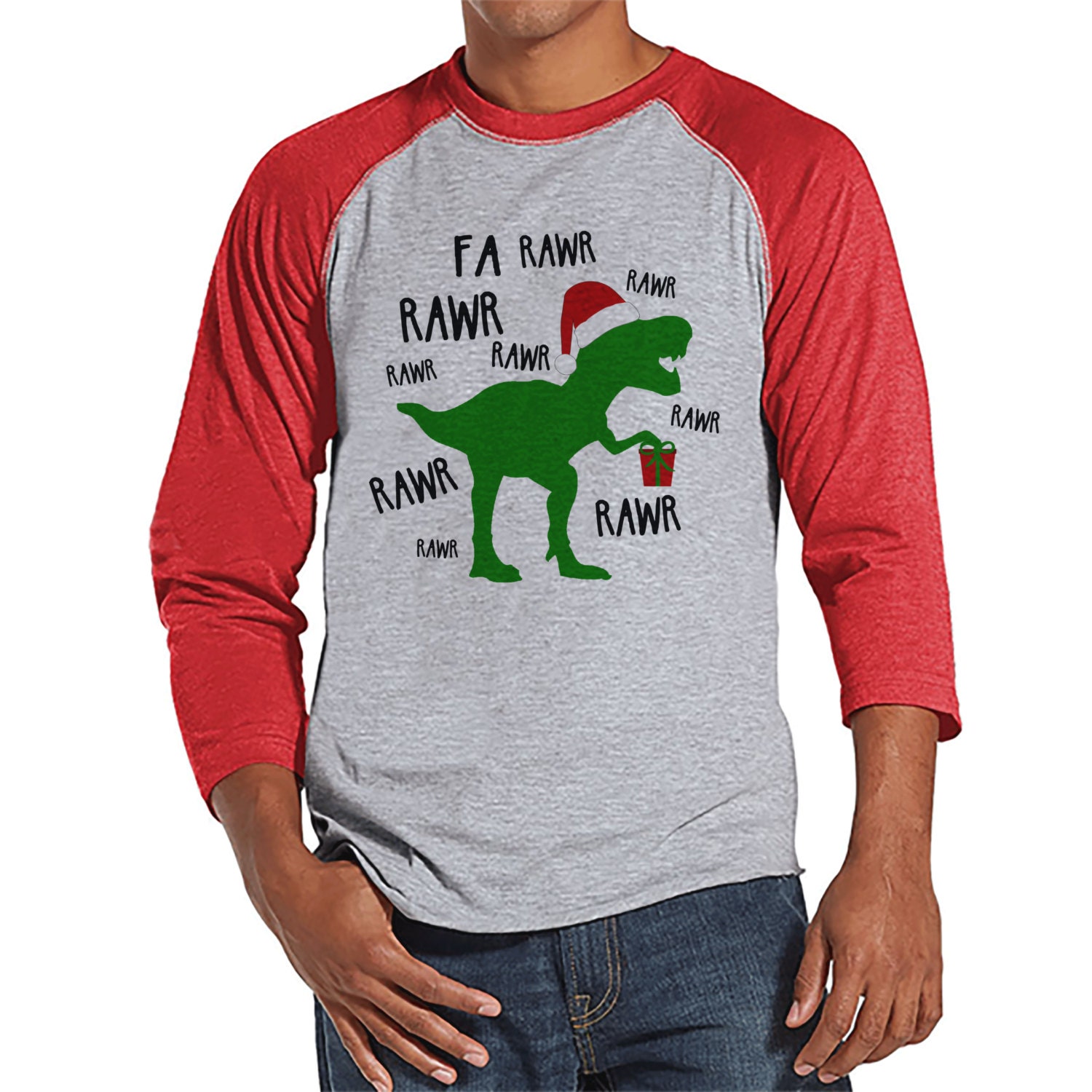 dinosaur santa shirt