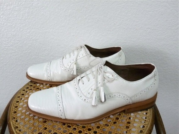 Vintage White Snake Leather Men's shoes Giorgio Brutini