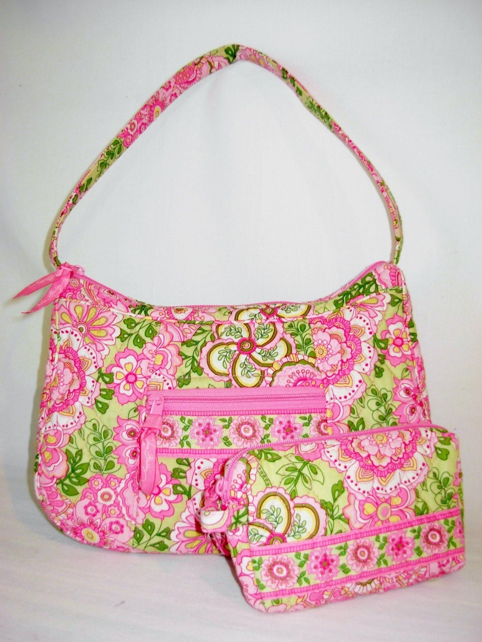 Vera Bradley Hobo Bag Small Cosmetic Combo Set Petal Pink