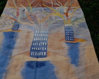 Amazing Big Pictorial Woven Rug/Kilim/Carpet Trees 8 ft 2" X 6 ft 5" 250 x 196 cm