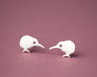 Tiny Kiwi Earrings Bird Earrings Kiwi studs sterling silver New Zealand Everyday earrings mom gift bird jewelry birthday gift
