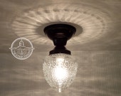 Island Falls. Glass CEILING LIGHT - Clear Globe Flush Mount Lighting Fixture Chandelier Pendant Farmhouse Fixture Fan Kitchen by LampGoods