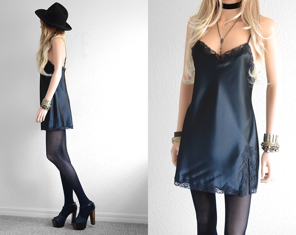 Black Lace Slip Dress 90s Slip Dress 90s Grunge Black Dress