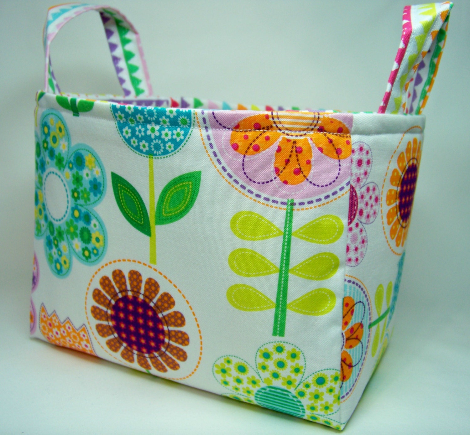 PK Fabric Basket in Small World Floral in Pink Ready To Ship