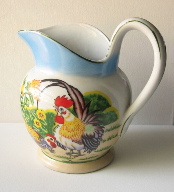 Vintage Ceramic Rooster Chicken Pitcher