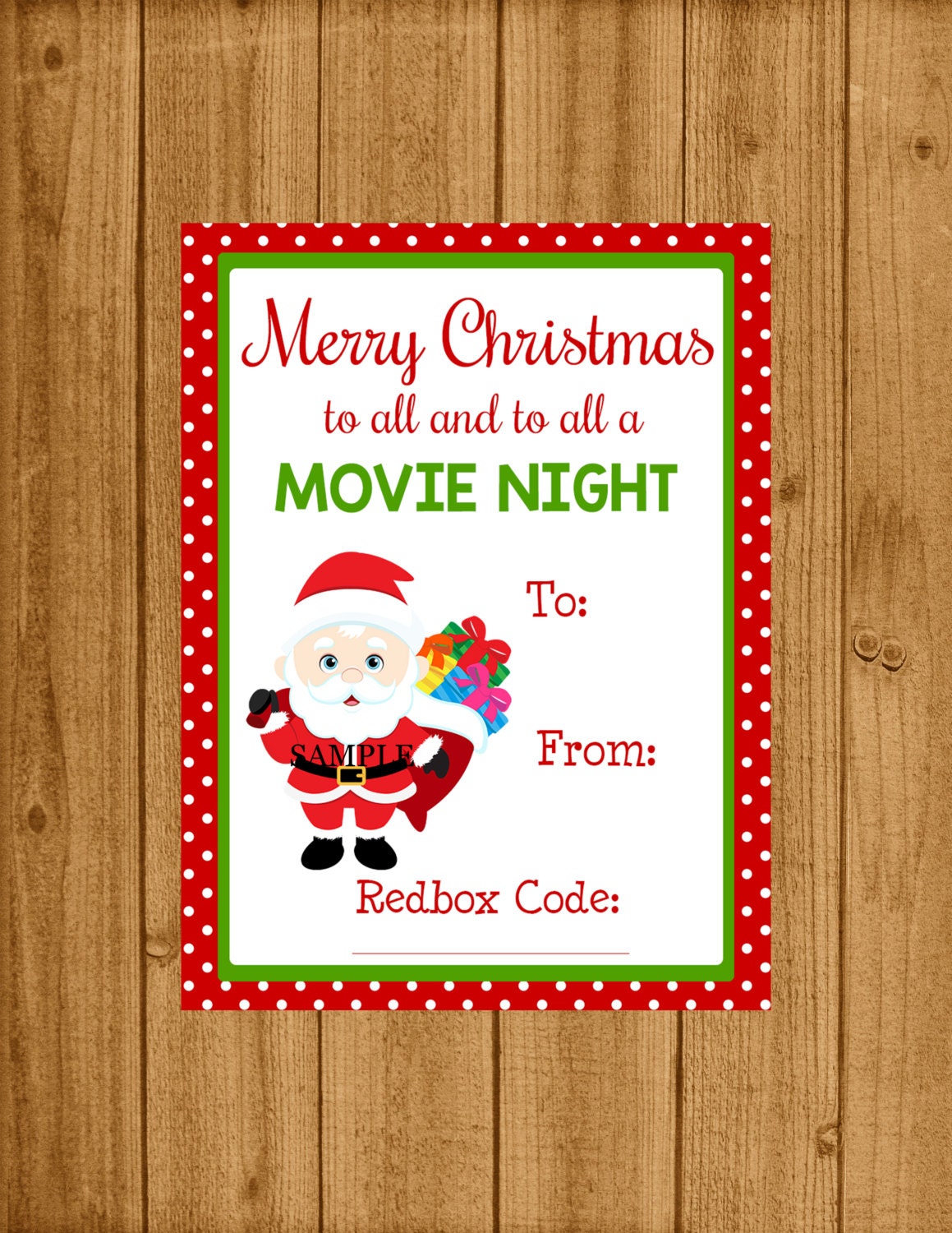 Redbox Movie Printable Christmas Movie Redbox Ticket Gift