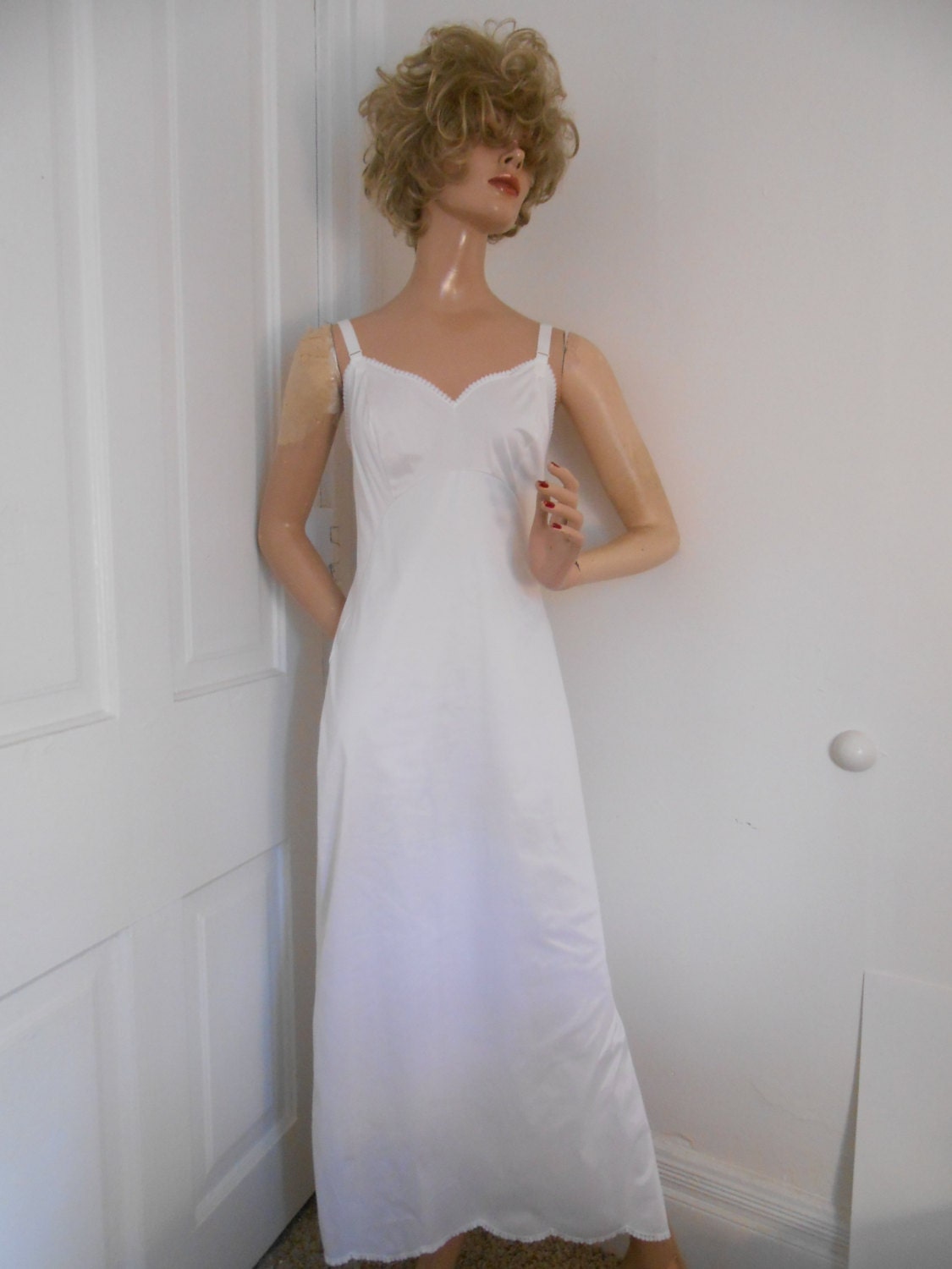 full length white slip