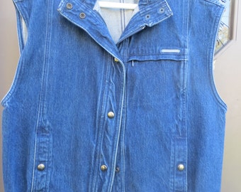 vintage Gloria Vanderbilt designer denim jeans vest by Murjani sz large