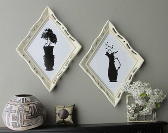 wall collage - Vintage Silhouettes -2 pc vintage wall art