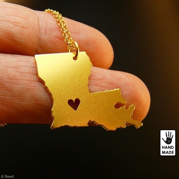 Gold LOUISIANA STATE Gold Plated 24k sterling silver