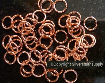 Dark Rose gold plated open jump rings 7mm diameter round wire 20 ga 50 pcs fpj086