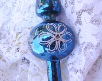 Vintage Blue Mercury Glass Christmas Tree Topper