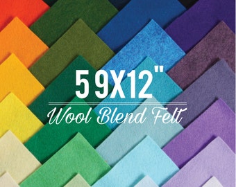 Wool Felt // 5 9x12" Sheets // Choose Your Own Colors // Sample Pack, Colorful Fibers, Flower Supplies, Felt Banners, Wool Blend Felt