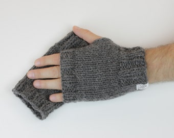 Men's Fingerless Mitts - 100% wool