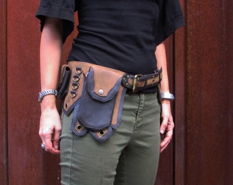 Leather Belt Bag Steampunk Hip Purse Renaissance Belt by leilamos