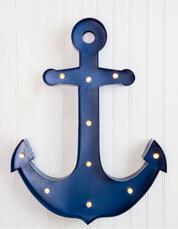 ANCHOR MARQUEE Light Led Light Up Lighted Blue Nautical Decor Wedding