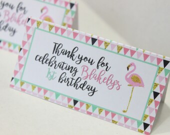 Pink and gold party treat topper - first birthday party, pink and gold birthday, treat topper, girl party treat, favor, treat topper