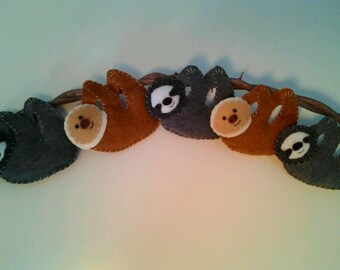 Smiling Sloth Felt Ornament--Choose Two-toed or Three-toed
