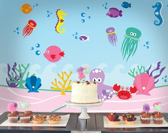 Sea Mermaid Printable Backdrop | Sea Mermaid Backdrop | Sea Mermaid INSTANT DOWNLOAD