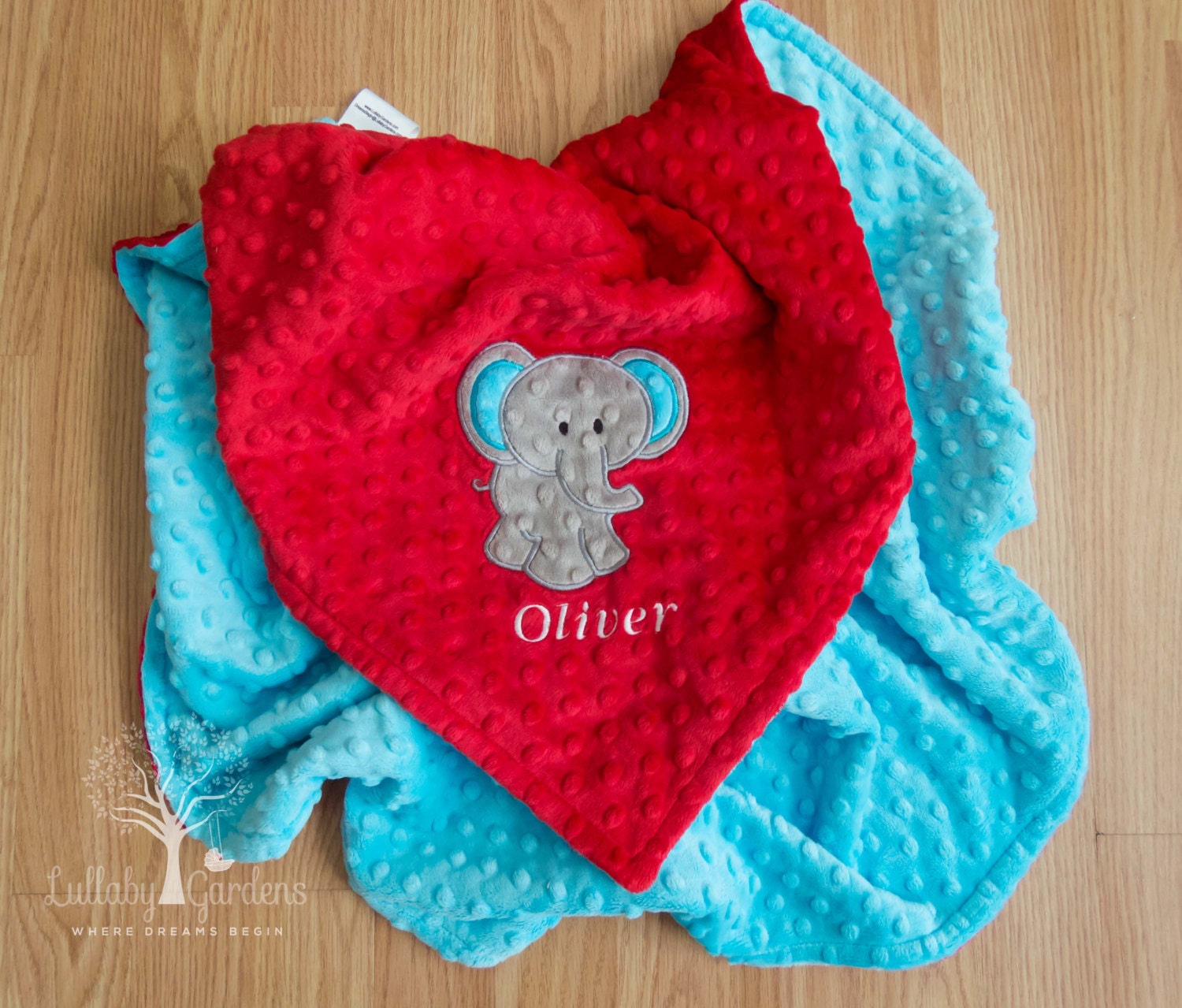 Elephant Personalized Minky Baby Blanket Personalized Minky