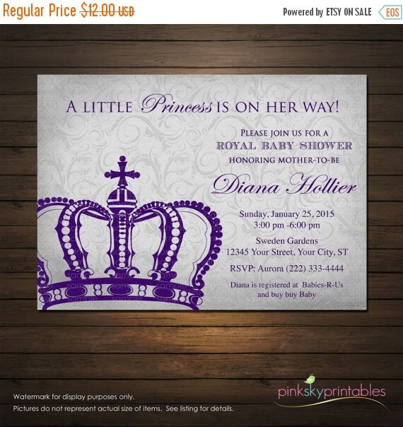 SALE Princess Crown Baby Shower Invitations by PinkSkyPrintables