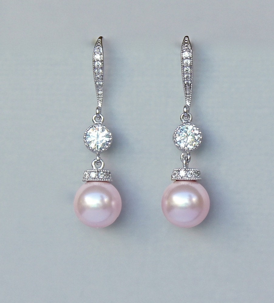 Pink Blush Pearl Earrings Blush Pearl Bridal Earrings Pearl