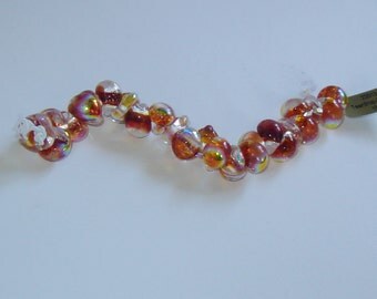 10, 20 or 25, Metallic-FIRE EMBER, (#22013)(ub45) Unicorn Beads, Teardrop Beads, orange, yellow, Boro Glass Beads, Lampwork,Handmade Beads