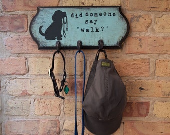 Dog Art, Leash Holder, Painted Dog Leash Hook, Leash Hanger, Dog Silhouette Art, Dog Leashes, Hook, Holder, Wall Hanging, Pet Silhouette