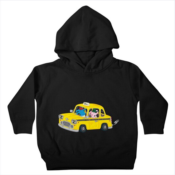 TAXi RiDE- Childrens - Unisex - Toddler Pullover Hoody / Hoodie - Black / Heather Royal Blue / Midnight by Oliver Lake - iOTA iLLUSTRATION