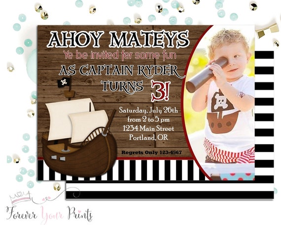 Pirate Birthday Invitation, Pirate Party Invite, Pirate Invitation, Pirate Invites, Boys Birthday, Printable Pirate, Printing Service Il_570xn