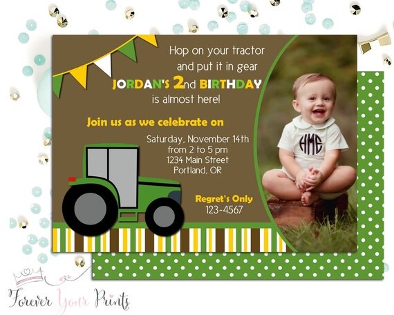 Tractor Birthday Invitation, Boys Birthday Invitation, Tractor Party Invite, Tractor Invitation, Tractor Party, Birthday Party Invitation Il_570xn