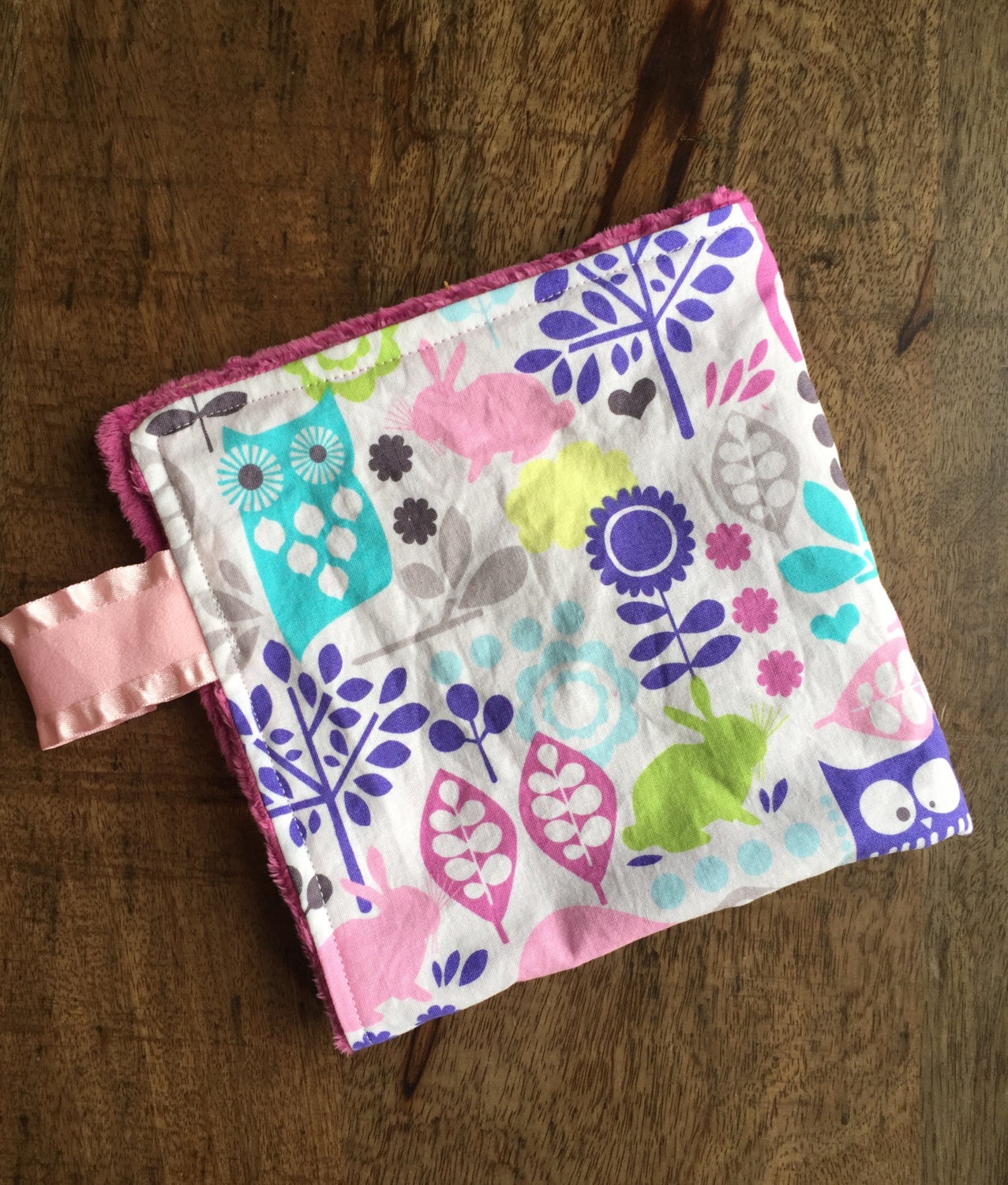 Baby Girl Lovey Blanket Woodland Lovey Blanket Small Minky