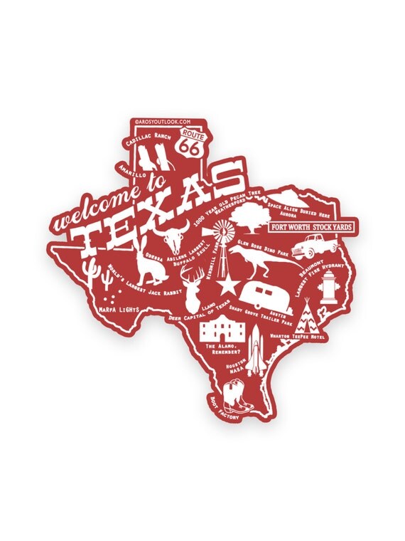 Texas Decal Vinyl Sticker Texas Bumper Sticker Car by ARosyOutlook